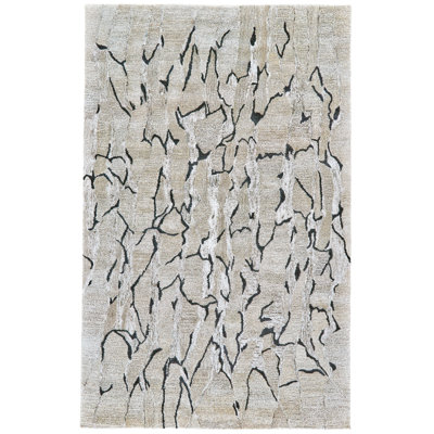 Banford Abstract Area Rug in Taupe/Black