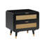 68.6cm W Acacia,MDF,Metal,Natural Cane Bedside Table