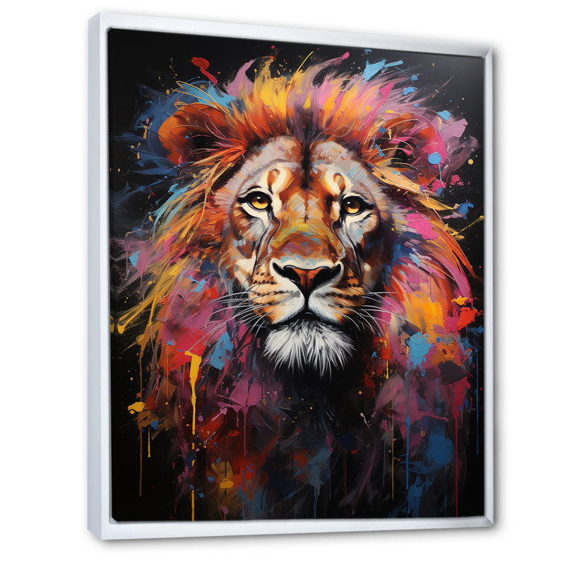 Lion Urban Wild Urban II sur toile, H 32 po x l 16 po x P 1 po, Cadre flottant blanc