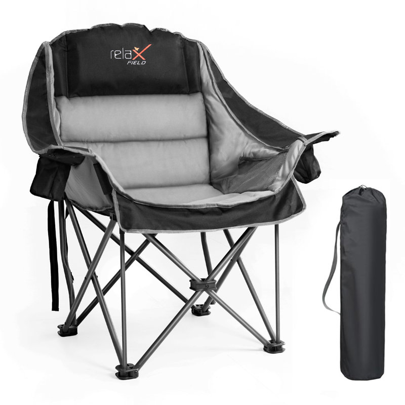 Folding Camping Chair, Black/Grey
