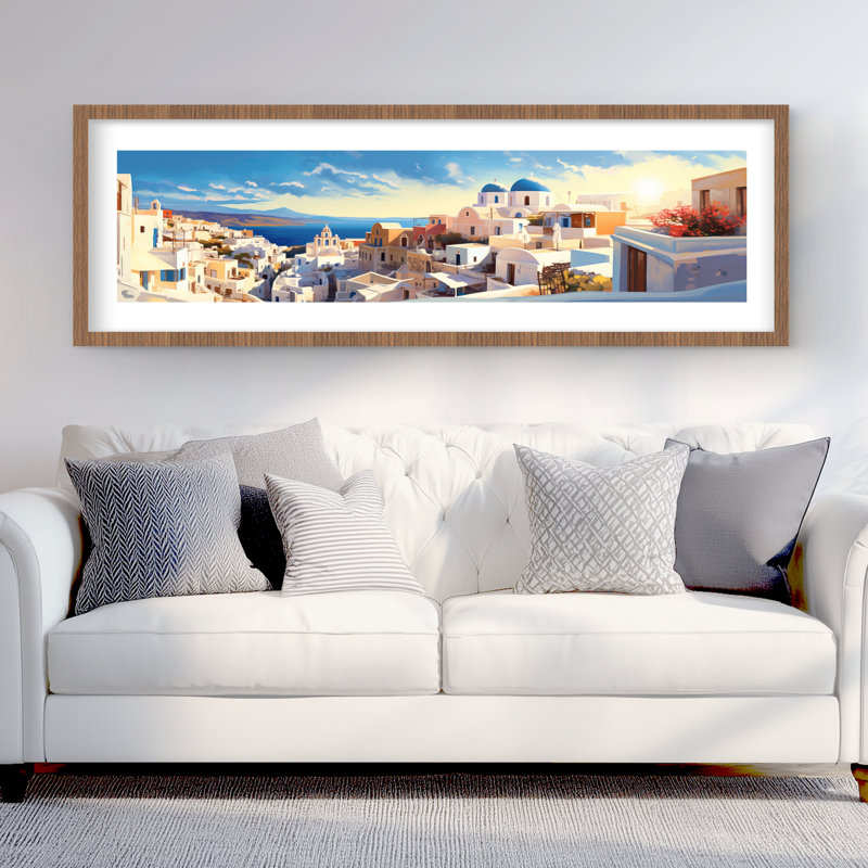 High View of Santorini - Office, reproduction d'art contemporain encadrée, H 60 po x l 20 po