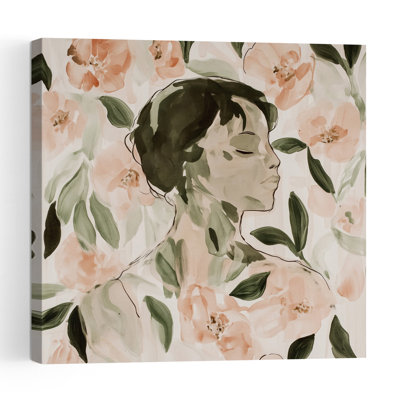 Floral Serenity Dreamy Elegant Modern Nature Portrait Wall Art Print 1 Piece Wrapped Canvas Wall Art