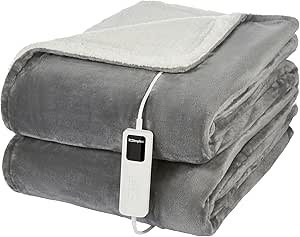 Dimplex Super Cosy Heated Throw - Grey, Grey/White