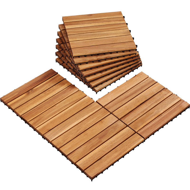 12 po x 12 po plancher en bois d'acacia emboîtable pour l'extérieur et l'intérieur 