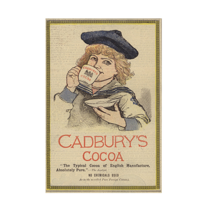 Art anglais sur toile, "English School Cadbury's", H 19 po x l 12 po