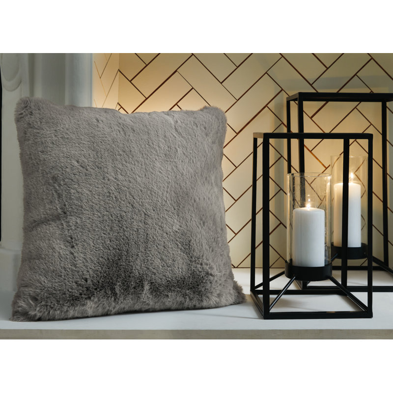 Gariland Gray Faux Rabbit Fur Square Pillow 20"