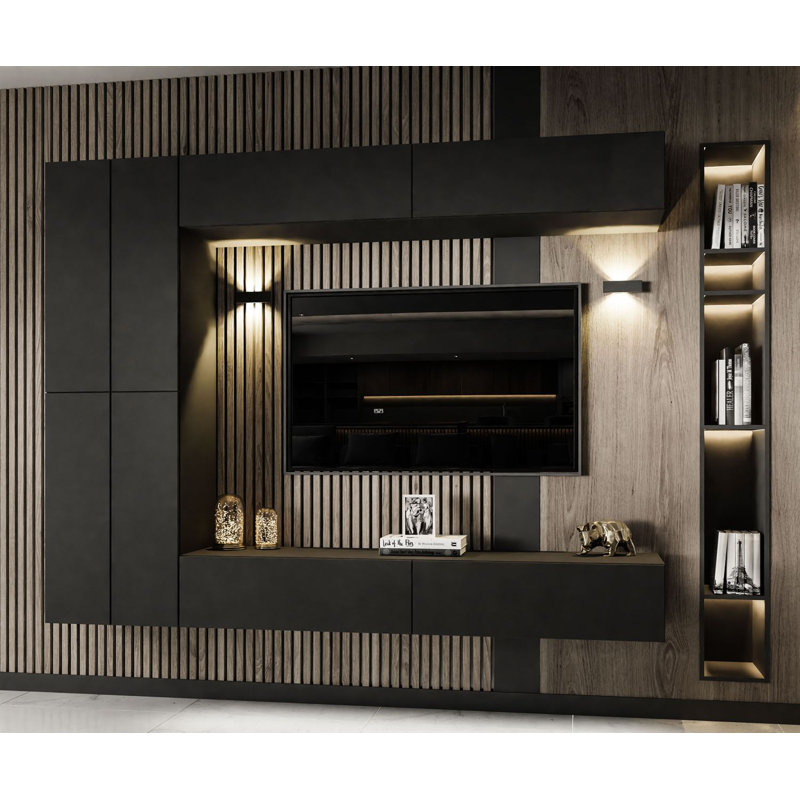 Spataro Unfinished Entertainment Centre for TVs up to 75", Black Matt