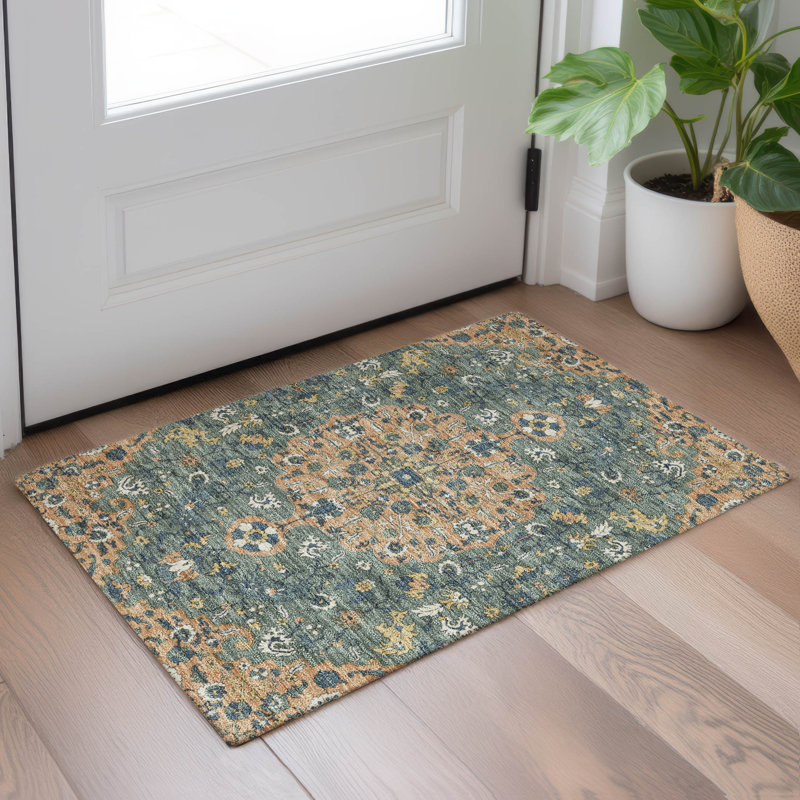 Machine Washable Indoor/Outdoor Chantille ACN2463 Traditional Rug, 1'8" x 2'6", Copper