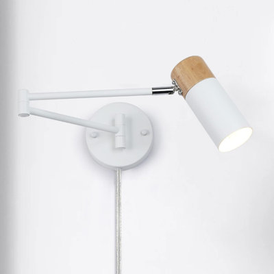 Modern Industrial Swing Arm Wall Lamp With Plug-In Cord, Adjustable Rotatable Lampshade For Bedroom, Living Room, Office, Reading And Working