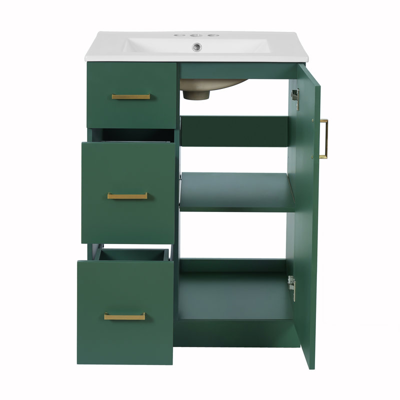 Meuble-lavabo moderne 24 "avec lavabo, Doré, Vert