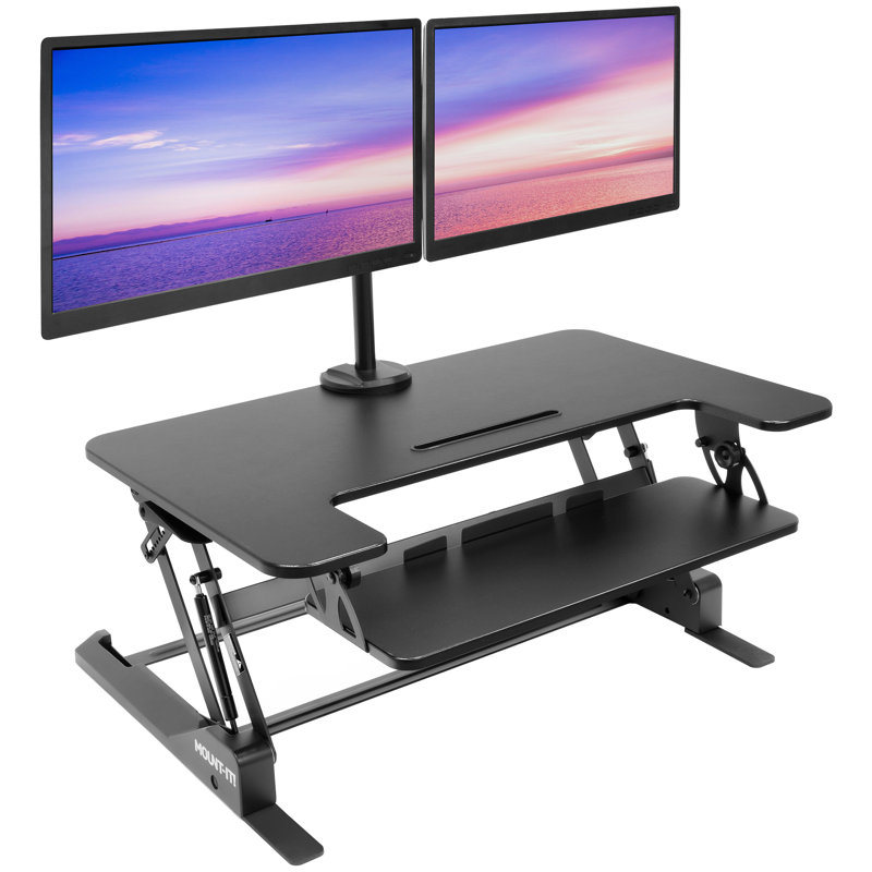 Mount-It! Height Adjustable Standing Desk Converter with Bonus Dual Monitor Mount Included, 36 Inch
