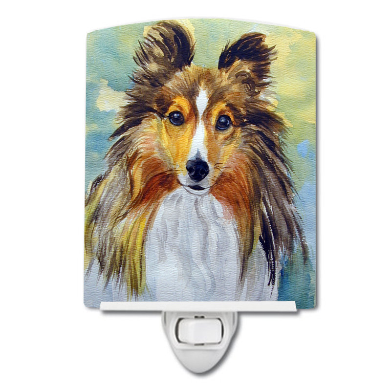Éclairage de nuit en céramique sheltie toby