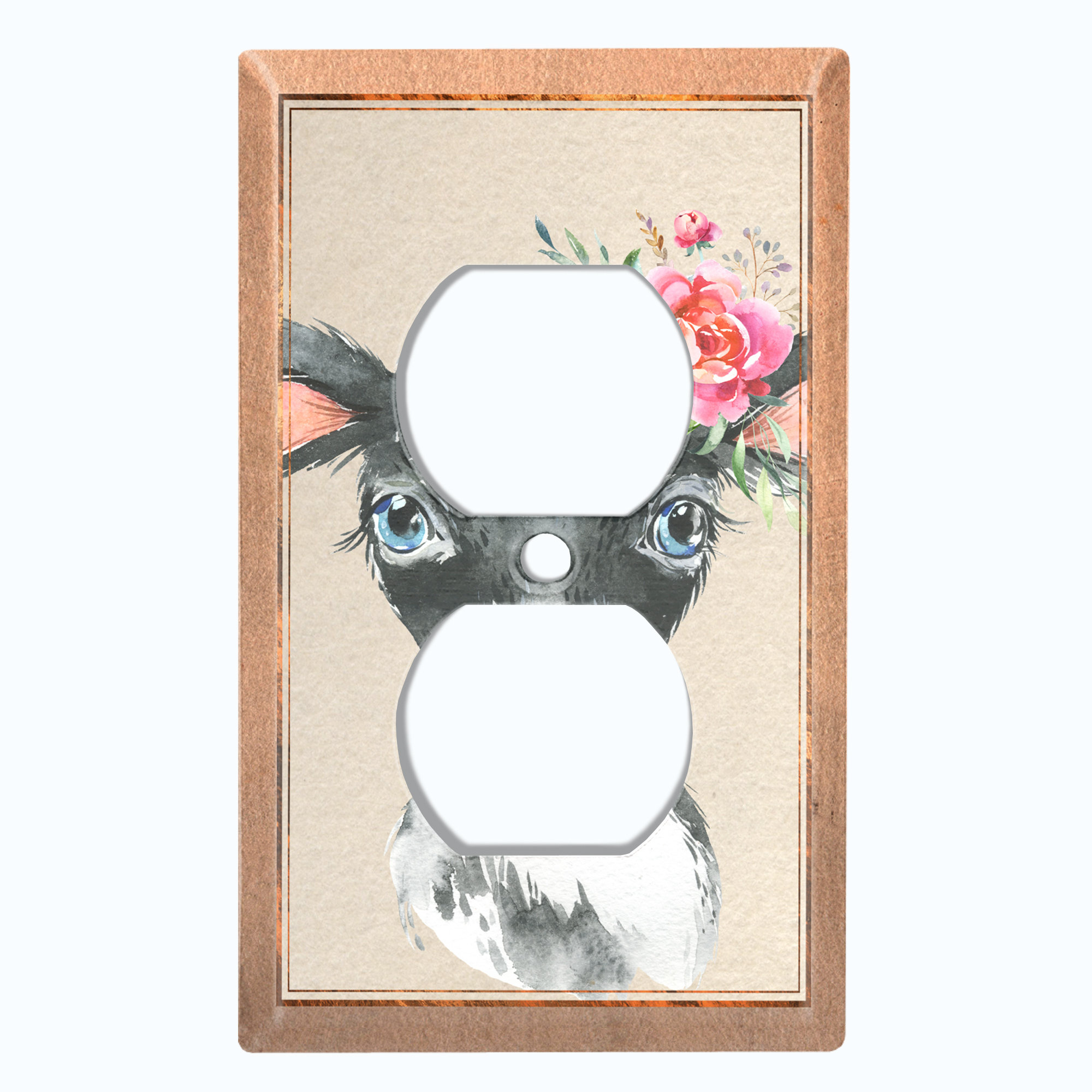 WorldAcc Metal Cute Animal Baby Cow Flower 1-Gang Toggle Light Switch ...
