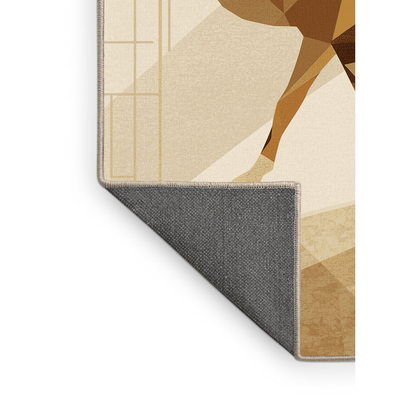 Tapis beige moelleux moelleux à motif géométrique moderne Adriel, 4x6