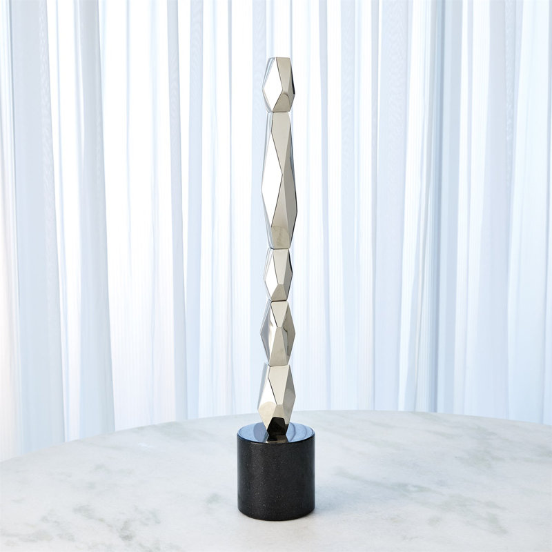 Facet Block Sculpture, 28.75" H x 4.75" W x 4.75" D, Gold
