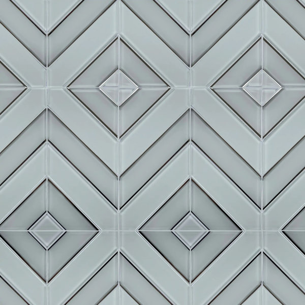 Diamond 12-In X 12-In Pattern Chevron With Metallic Edge Glass Mosaic Wall Tile(1-Sq. Ft/ Piece)