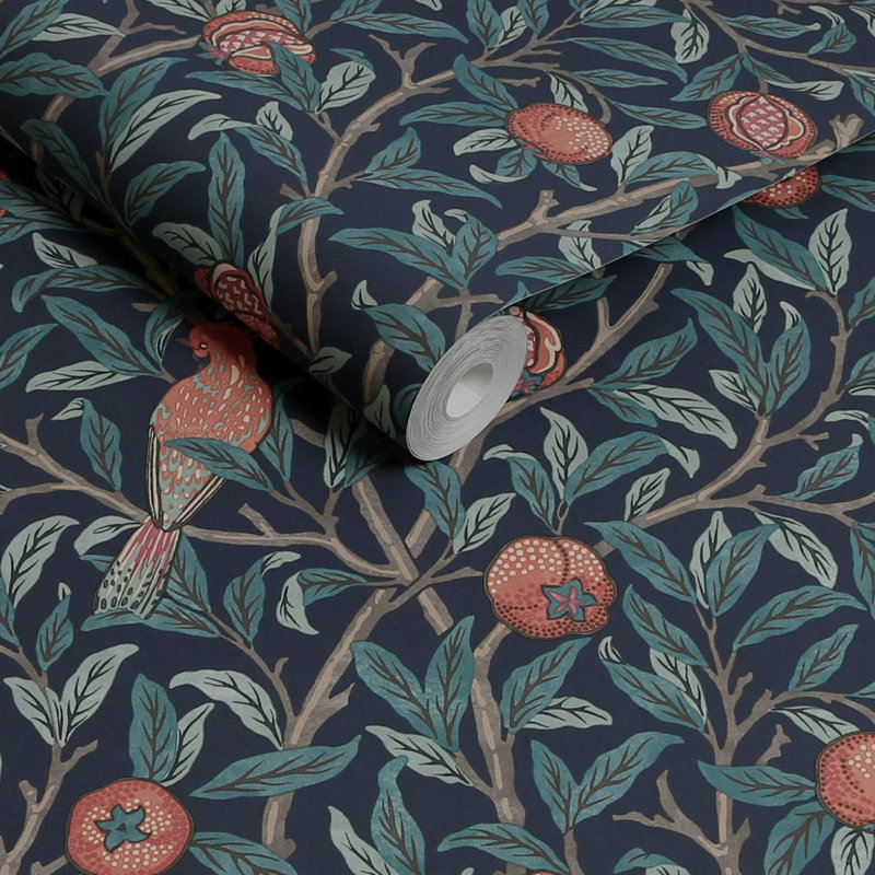 Double rouleau floral Nilda, Bleu marine