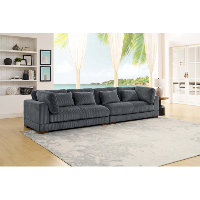 Catiria 137'' Corduroy Sofa, Grey