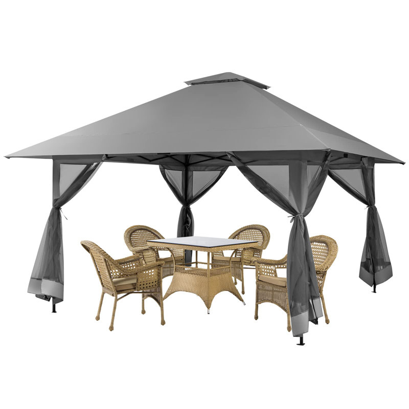 Pavilion Garden Pavilion Folding Pavilion, Grey/Brown/Blue