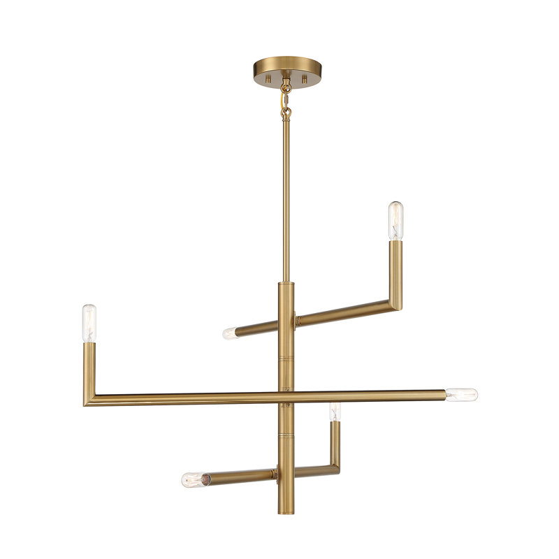 Lustre 6 lumières en laiton chaud Tyshelle, Laiton