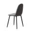 Chaises de salle à manger 4 pièces - revêtues de lin, structure en métal noir, durable (revêtement moderne gris, base)