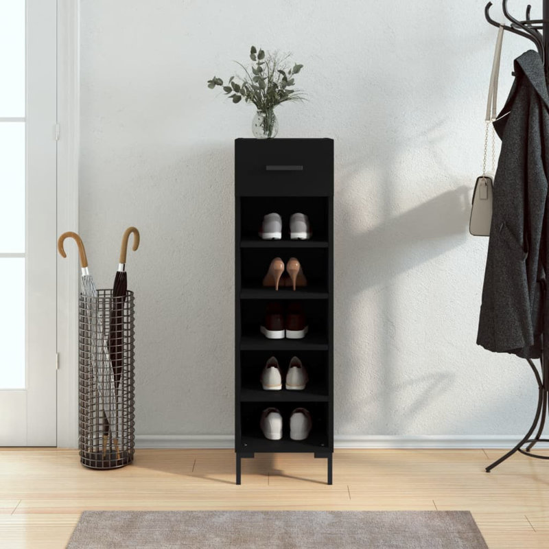 5 Pair Shoe Storage Cabinet, Black