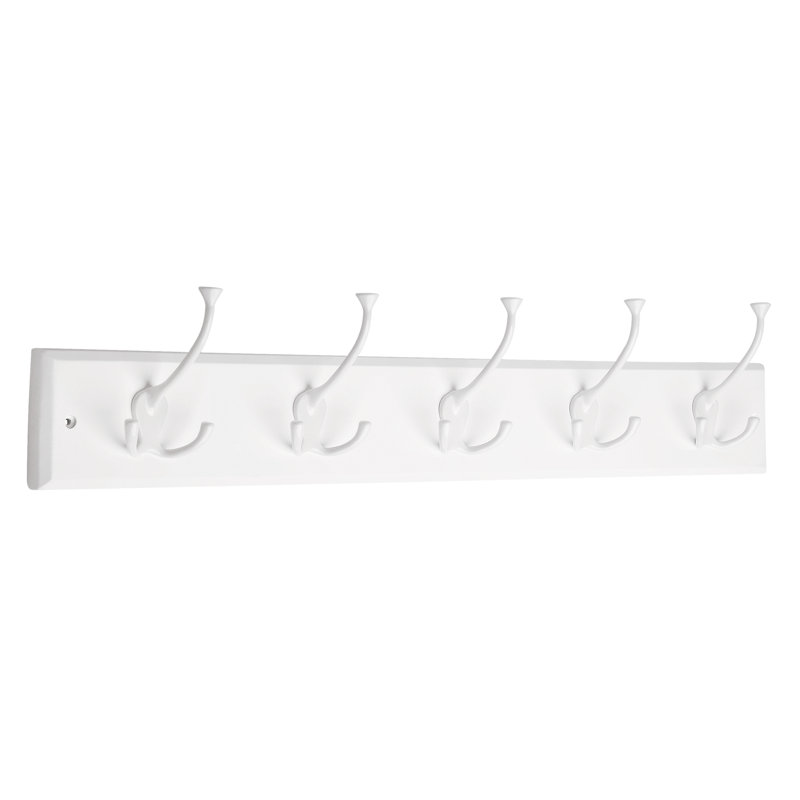Adelaine Wall 5 - Hook Wall Mounted Coat Rack, Flat White / White Finish