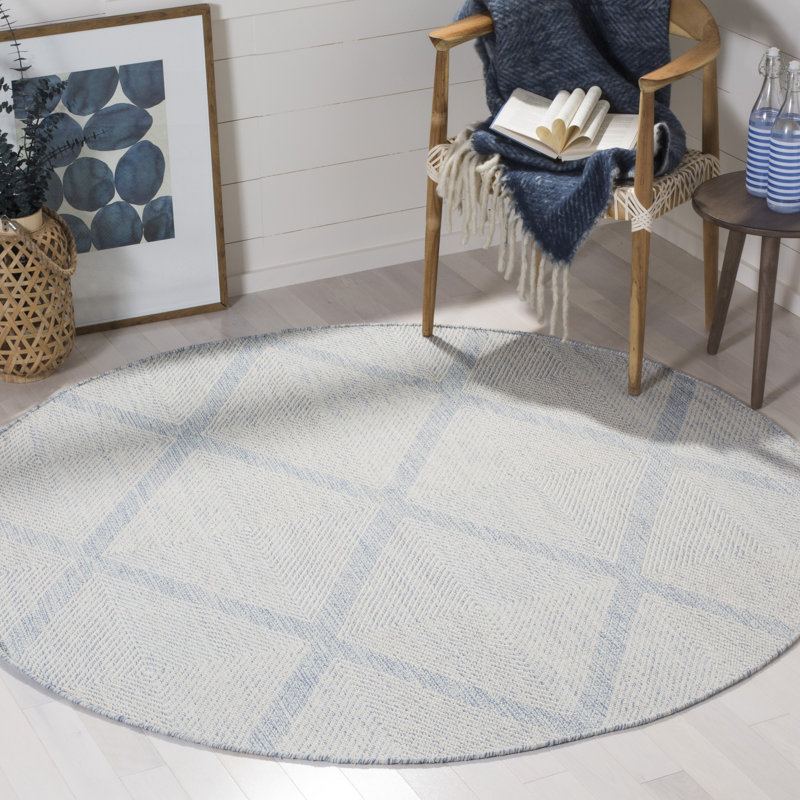 Bester Hand Woven Cotton Geometric Rug, Round 4'