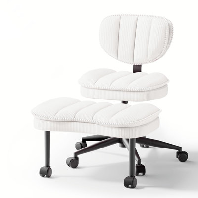 Cross Legged Office Chair, Ergonomic Cloud Criss Cross Desk Chair, Meditation Chair with Wheels, Height Adjustable Seat for ADHD, Wide Kneeling Chair with Back Support