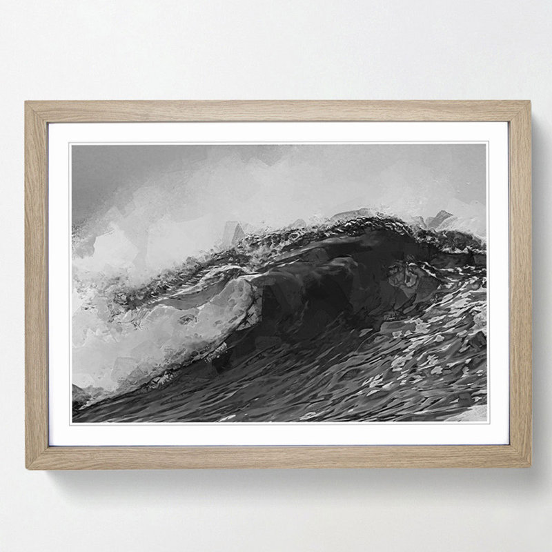 Wave of Life in Abstract - Picture Frame Graphic Art Print, Oak, 35cm H x 50cm W x 2cm D