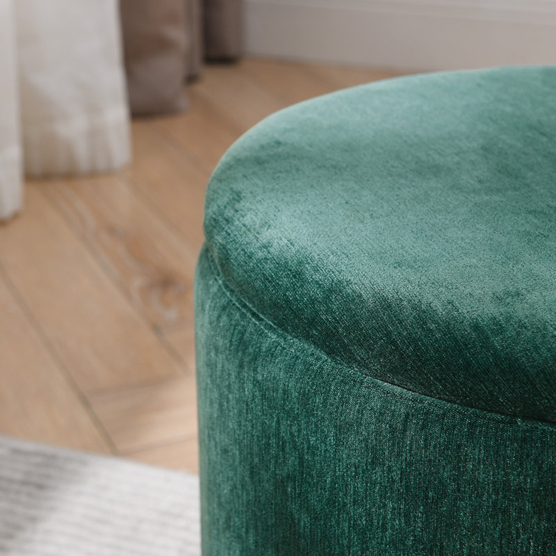 Versatile Chenille Storage Ottoman With Stylish Design And Practical Functionality, Dark Green