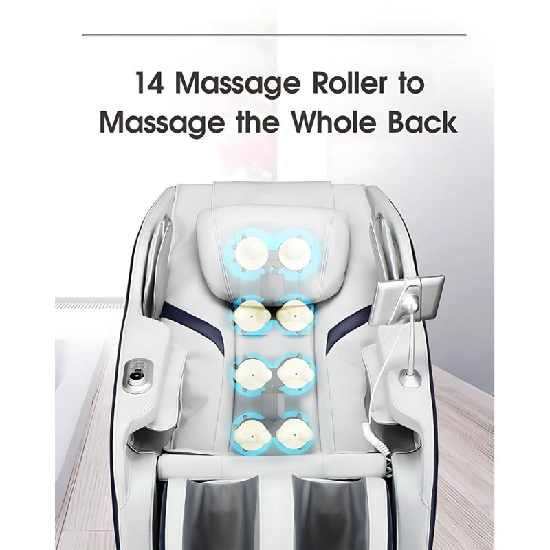 Black and Gray Faux Leather Full Body Massage Chair with Heating and USB Port