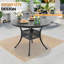 Ensemble de salle à manger d'extérieur rond 5 pièces de 122 cm (48,03 po) avec trou pour parasol, 4 chaises empilables avec coussins rouges-880234931-967057240