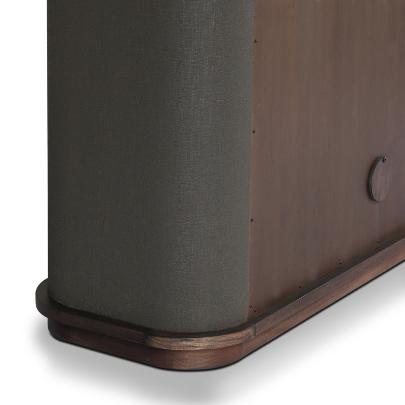 Berlin Cabinet-Black Linen, Dark Green Lacquered Linen