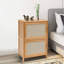 Table de chevet moderne en bambou à 2 tiroirs avec ventilations et pieds surélevés, capacité de charge de 15 kg-2040898097