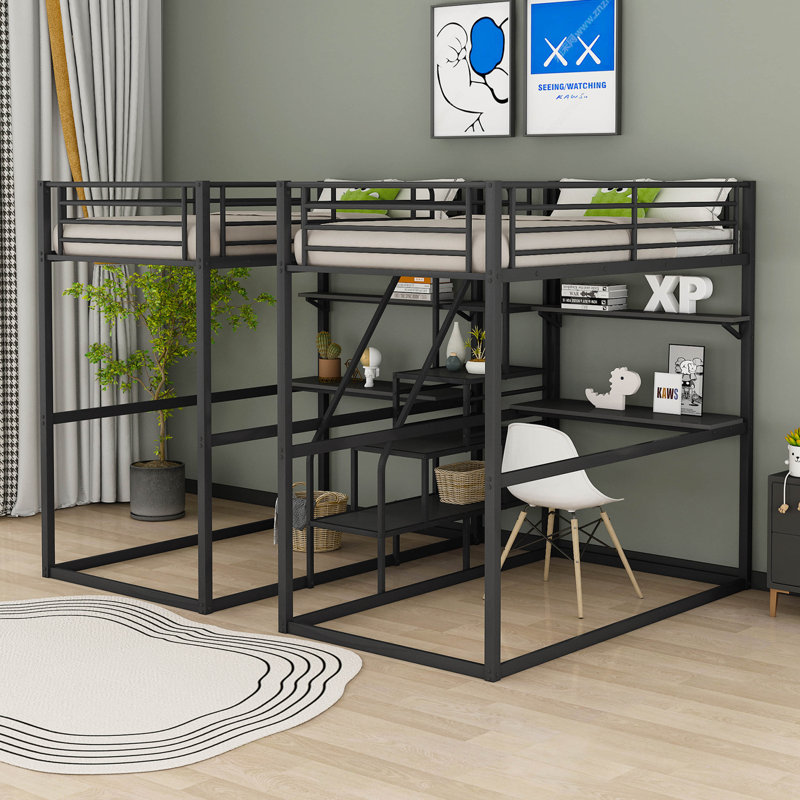 Lit superposé simple au-dessus de simple pour enfant Aarju, Noir