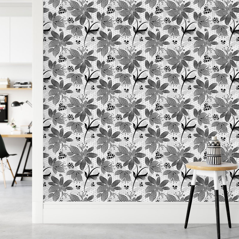 Panneau de papier peint adhésif floral L 10,4 pi x l 25 po