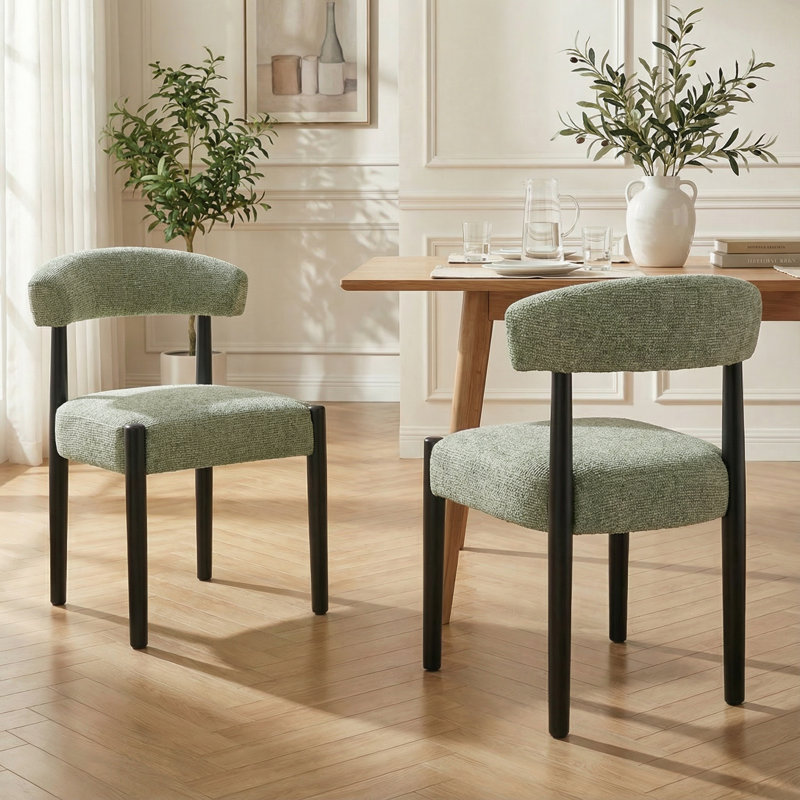 Chaise de salle à manger rembourrée (ensemble de 2), Vert / noir