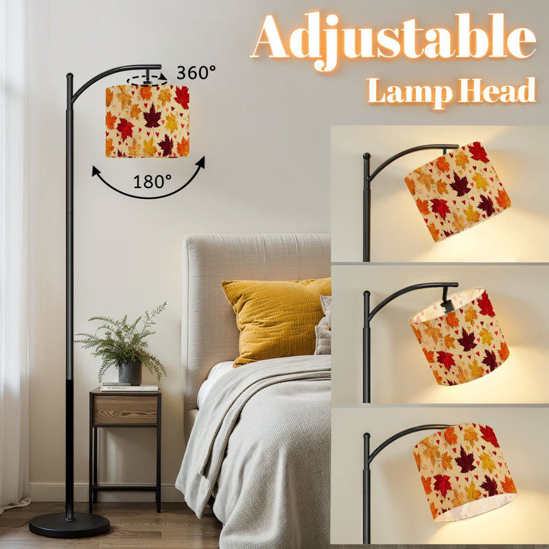 Lampe sur pied à arc avec abat-jour réglable Falling Autumn Leaves