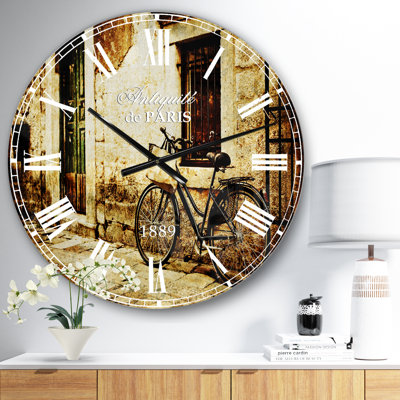Vélo avec panier - horloge murale