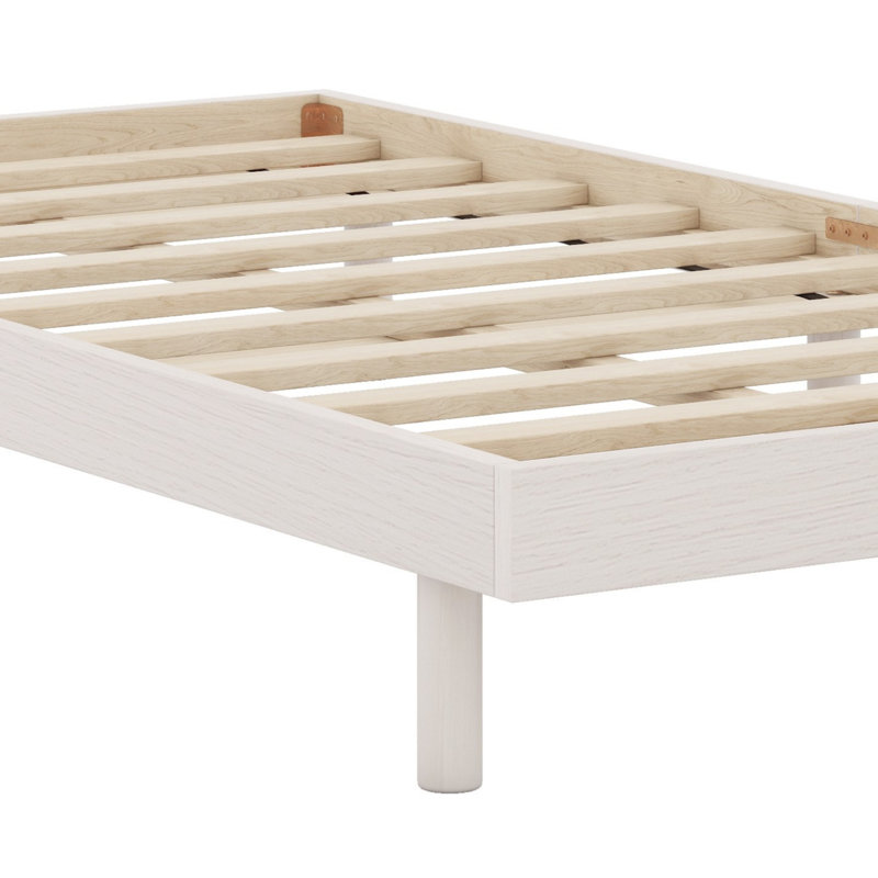 Modern Design Floating Platform Bed Frame, Twin, White Washed