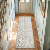 Feya Machine Woven Synthetic Damask Aera Rug in Green/White