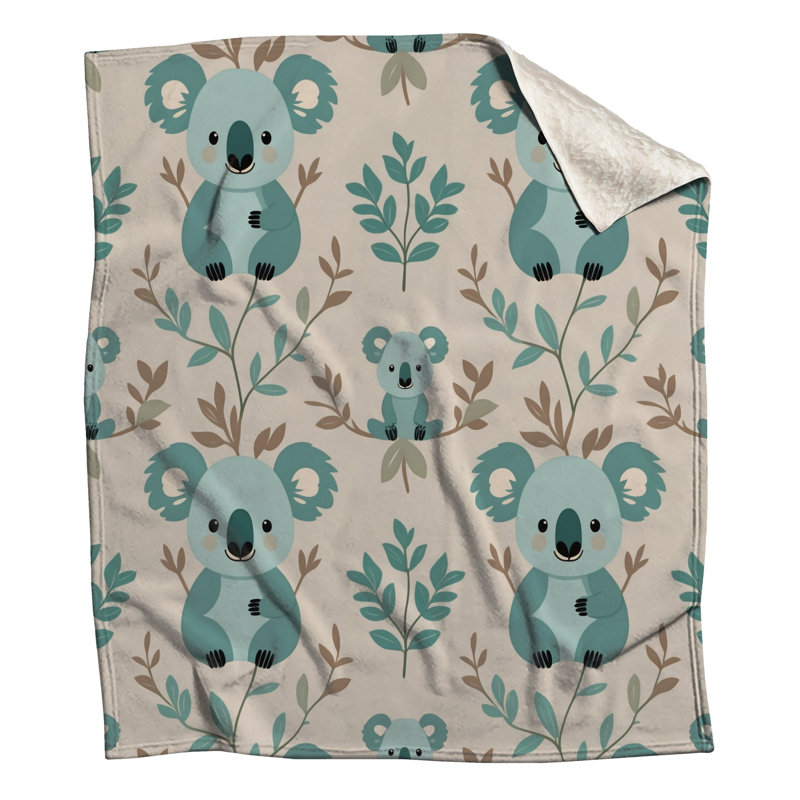 Koala Leaf Pattern Blankets, 60in W x 80in H