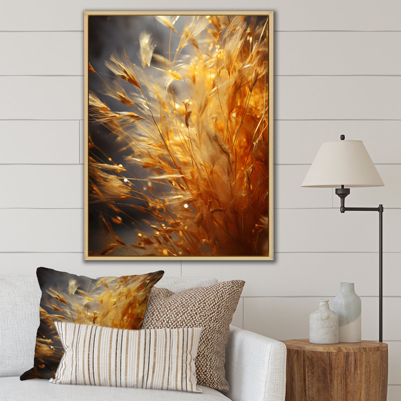 Golden Meadow Grass II sur impression sur toile, Cadre naturel flottant, H 20 po x l 12 po x P 1 po