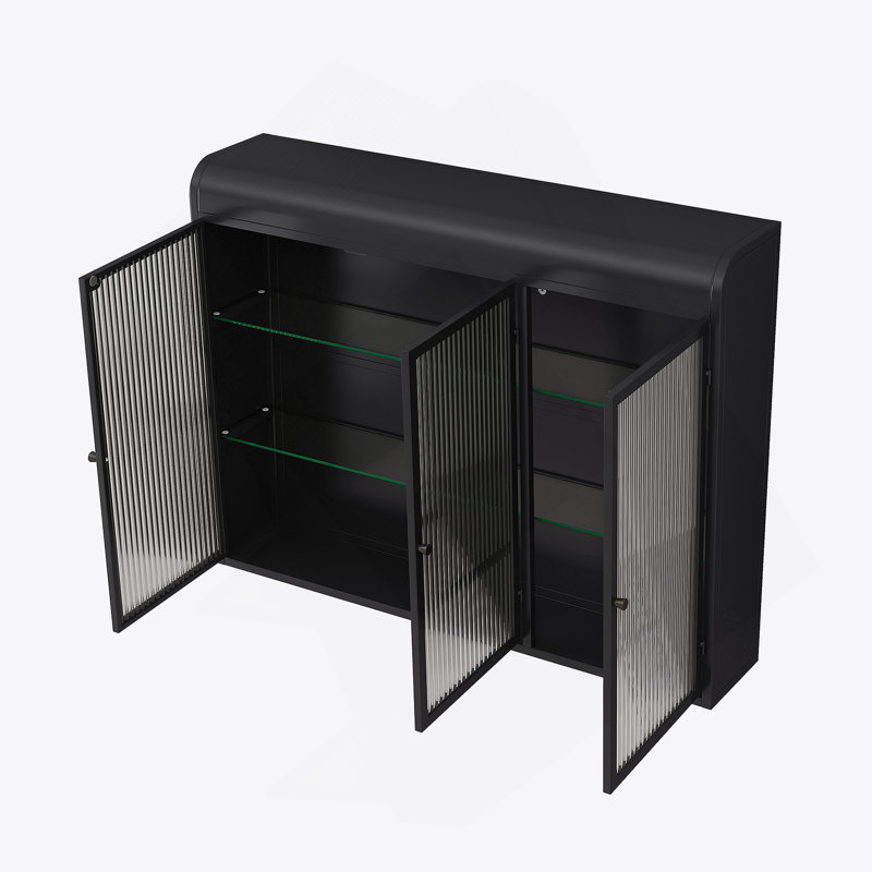 Arched Wall Mounted Glass Door Storage Cabinet