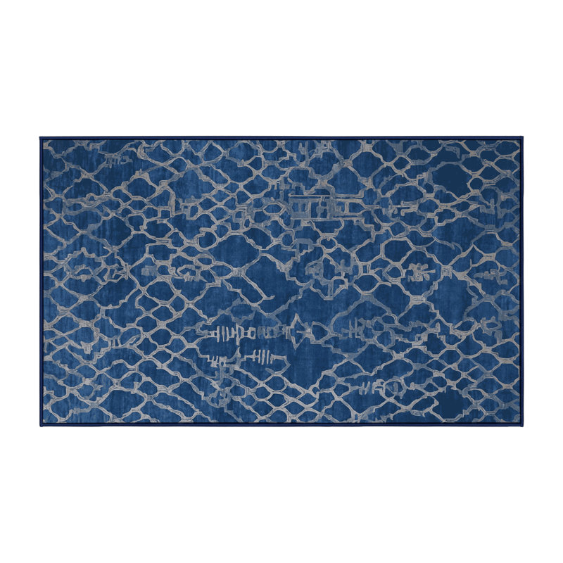 Machine Washable Blue Area Rug, Rectangle 2' x 3'