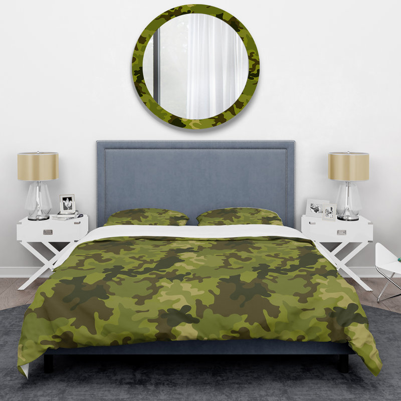 Green Desert camouflage - Ensemble de housse de couette abstrait - Microfibre de polyester