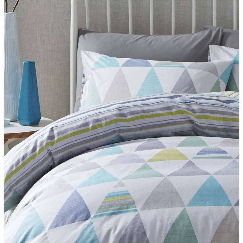 Scandi Geo Easy Care Duvet Cover Set, Double, Teal