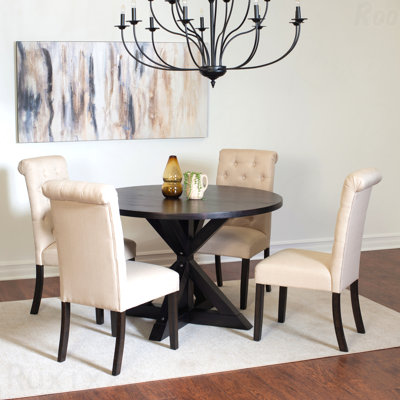 5-piece Dining Set, Cross-Buck Dining Table with 4 Stylish Chairs