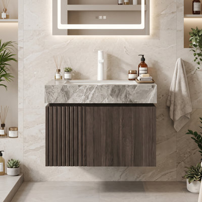 Meuble-lavabo mural simple 24 po avec surface solide 24 po